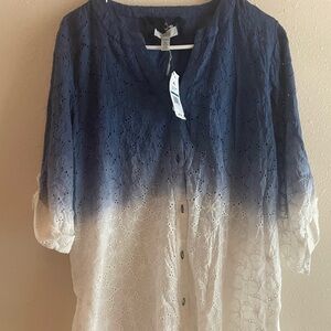 Cupio Navy and White Lace Blouse xL